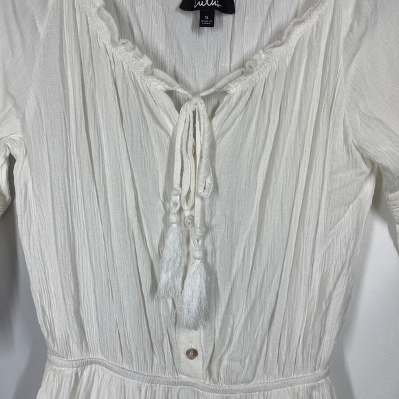 Lulus Zappa Off The Shoulder Dress White Front Tie Tassel Women’s Size Small - Picture 6 of 8